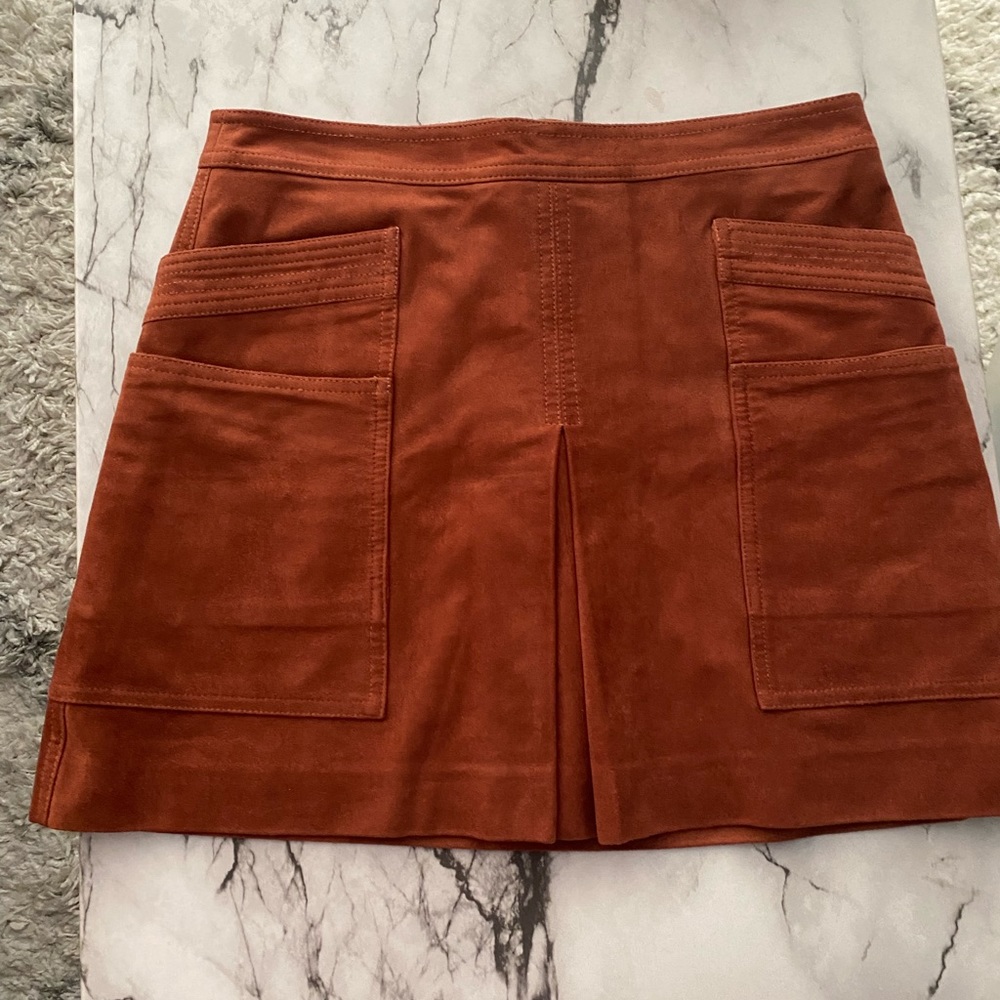 BCBGMaxAzria Cognac Suede Skirt